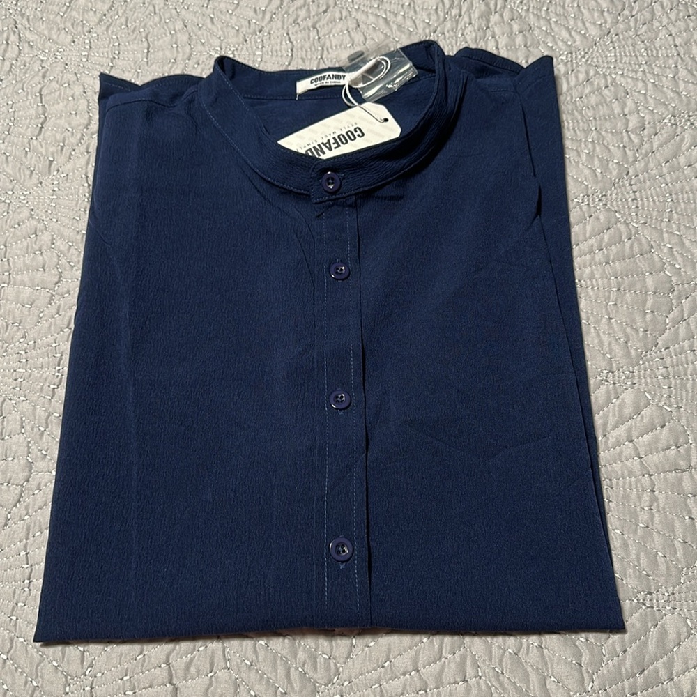 Coofandy Men's Beach Sleeveless Navy Button-Up Shirt, NWT’s, Size XL - Picture 7 of 7